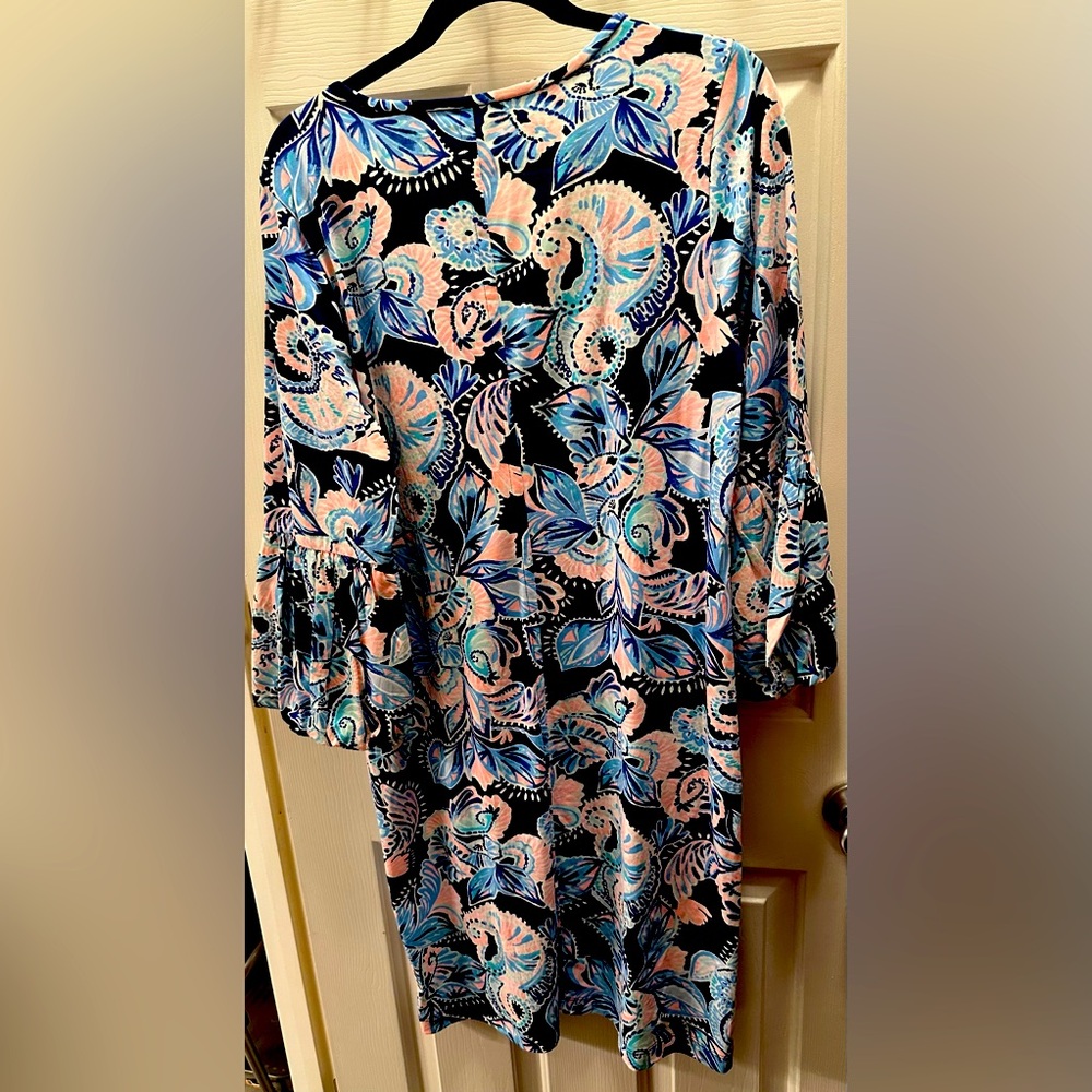 Lilly Pulitzer Carlile Dress Bell Sleeve Holy Flockamole-gently used, size-XL